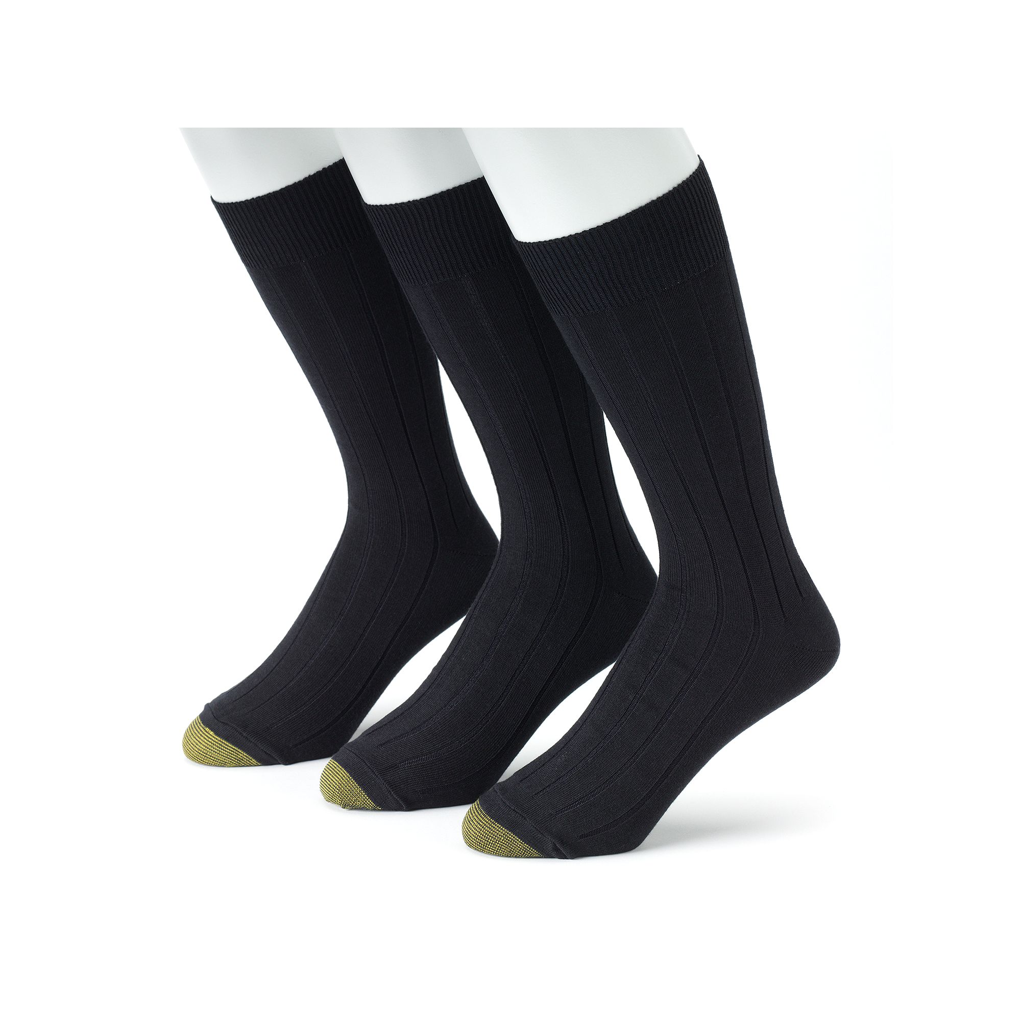Mens GOLDTOE® 3-pack Hampton Crew Socks, Size: 6-12, Black