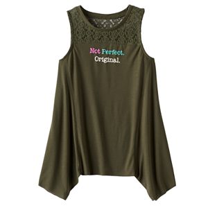 Girls Plus Size Mudd® Crochet Lace Yoke Sharkbite Tank Top