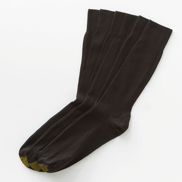 $45 Gold Toe Mens 4 Pair Pack Microfiber Crew Dress Socks Brown Black Shoe 6-12 