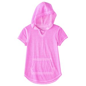 Girls Plus Size SO® Short Sleeve Sparkle Hooded Pullover