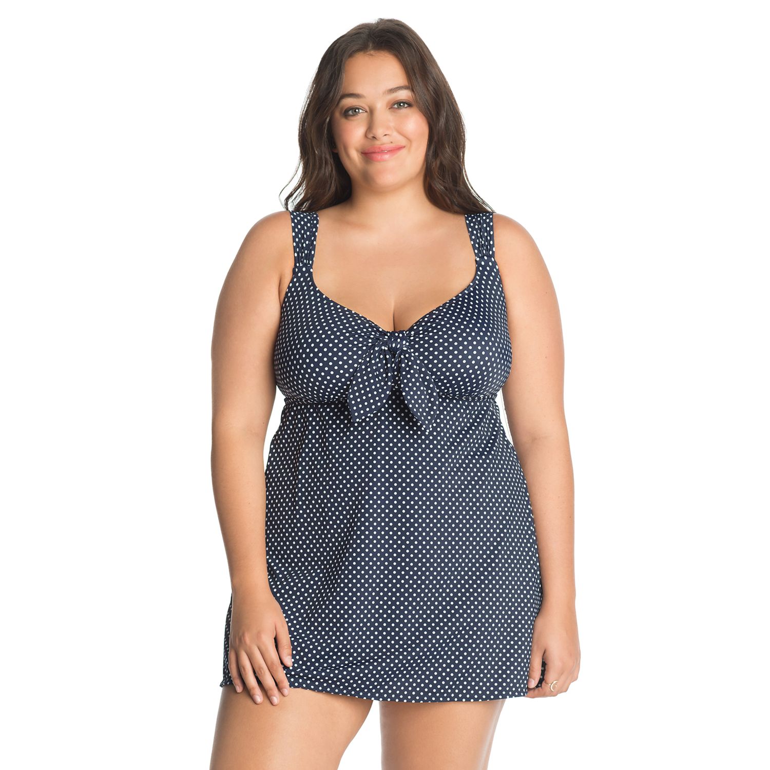 plus size polka dot swimdress