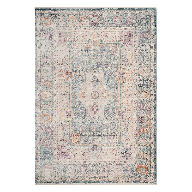 Safavieh Illusion Layla Framed Floral Rug, Turquoise/Blue, 4X6 Ft