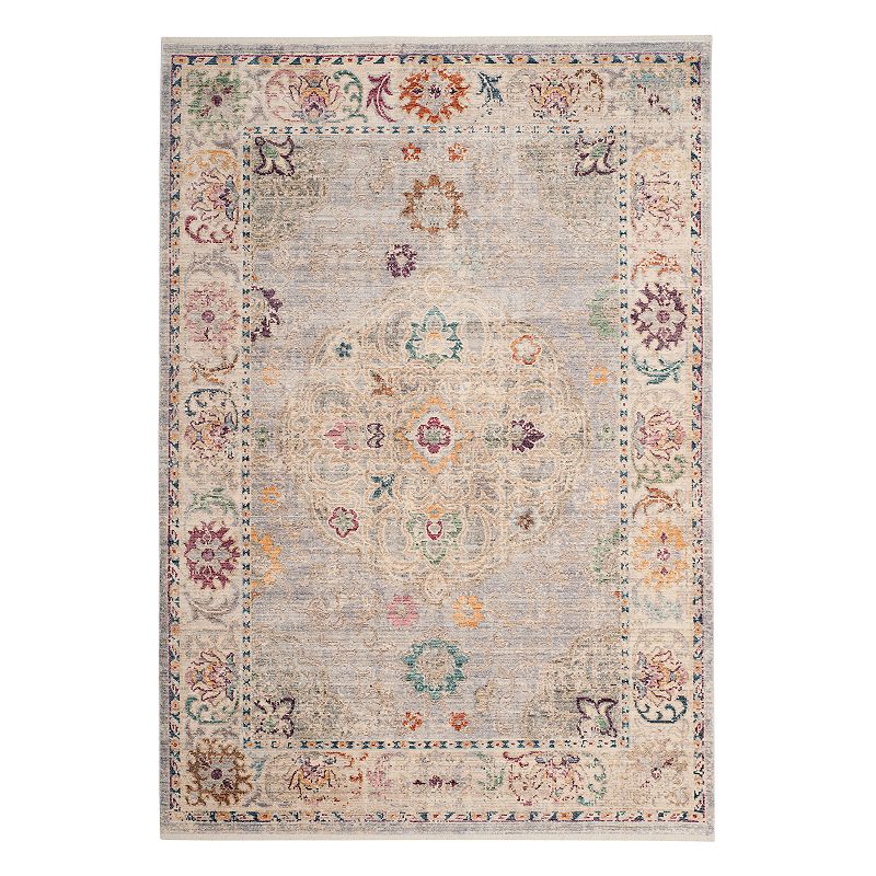 Safavieh Illusion Sienna Framed Floral Rug, Light Grey, 6X9 Ft