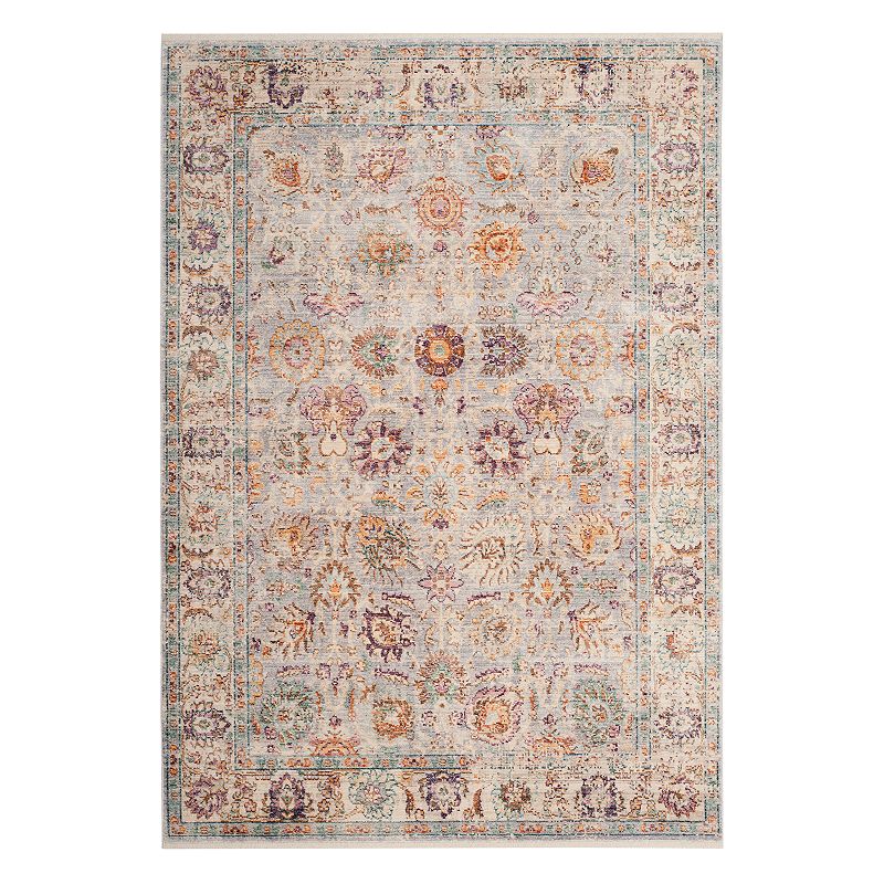 Safavieh Illusion Julian Framed Floral Rug, Light Grey, 4X6 Ft