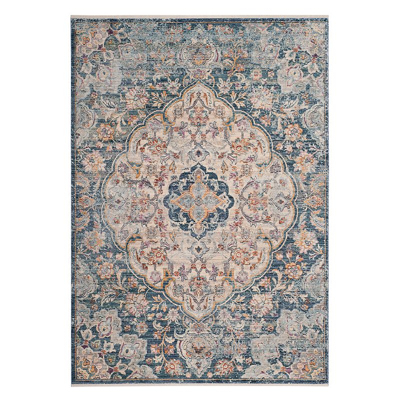 Cream/Blue Medallion Loomed Area Rug 6'x9' - Safavieh
