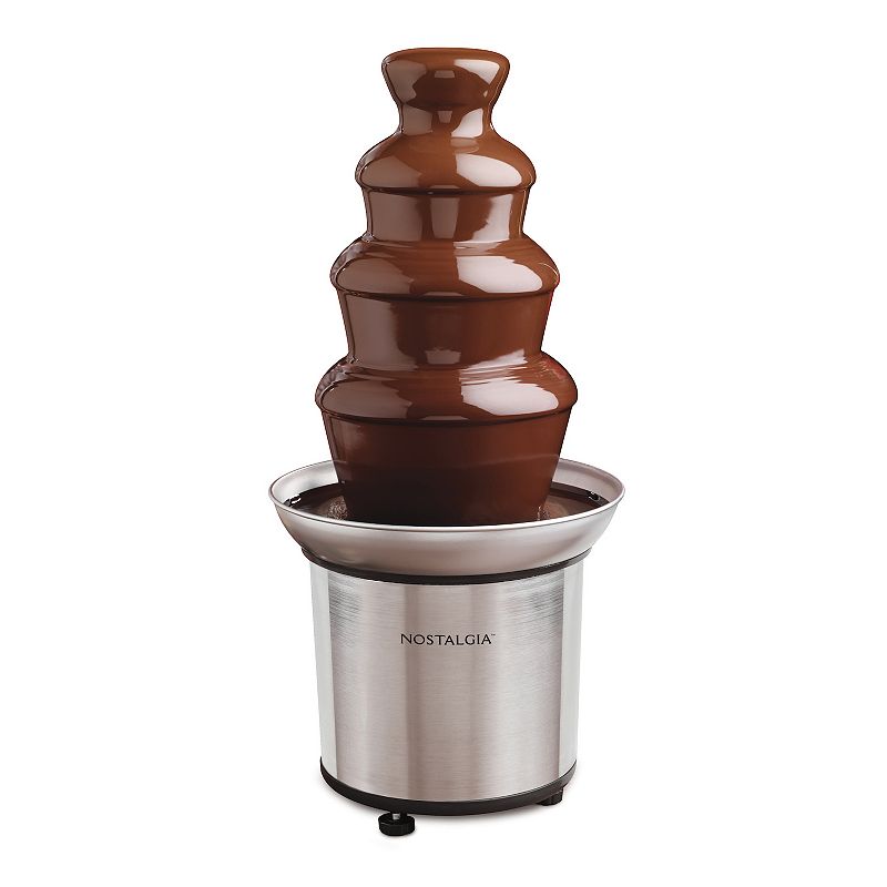 Nostalgia 4-Tier Chocolate Fountain  Electric Fondue Pot  32 Oz Stainless Steel