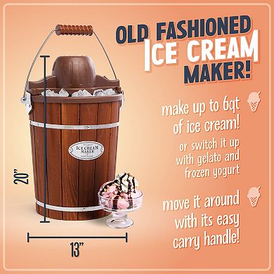 Nostalgia Electrics 6-qt. Ice Cream Machine with Wood Bucket