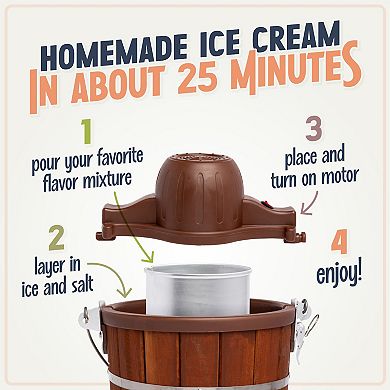 Nostalgia Electrics 6-qt. Ice Cream Machine with Wood Bucket