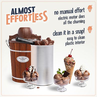 Nostalgia Electrics 6-qt. Ice Cream Machine with Wood Bucket