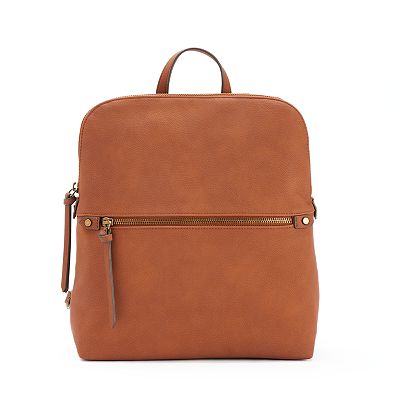 chocolate brown faux leather backpack Nappy Featuring insulated bottle pockets Braided Leather Backpack Dufour Dark