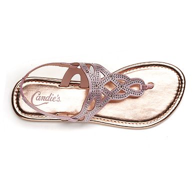 Candie's® Women's Rhinestone Perforated Slingback Thong Sandals