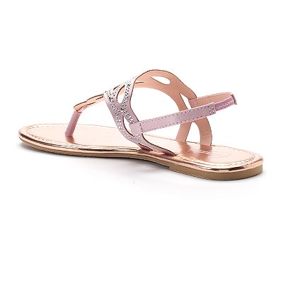 Candie s Women s Rhinestone Perforated Slingback Thong Sandals