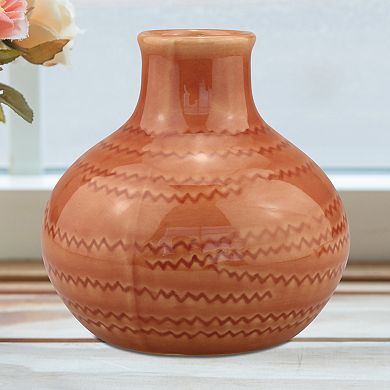 Stonebriar Collection Round Ceramic Vase 