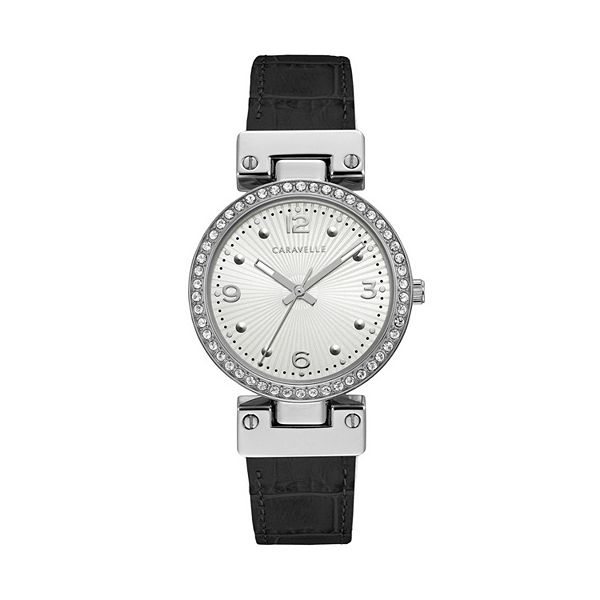 Caravelle by Bulova Women's Crystal Reversible Leather Watch - 43L208