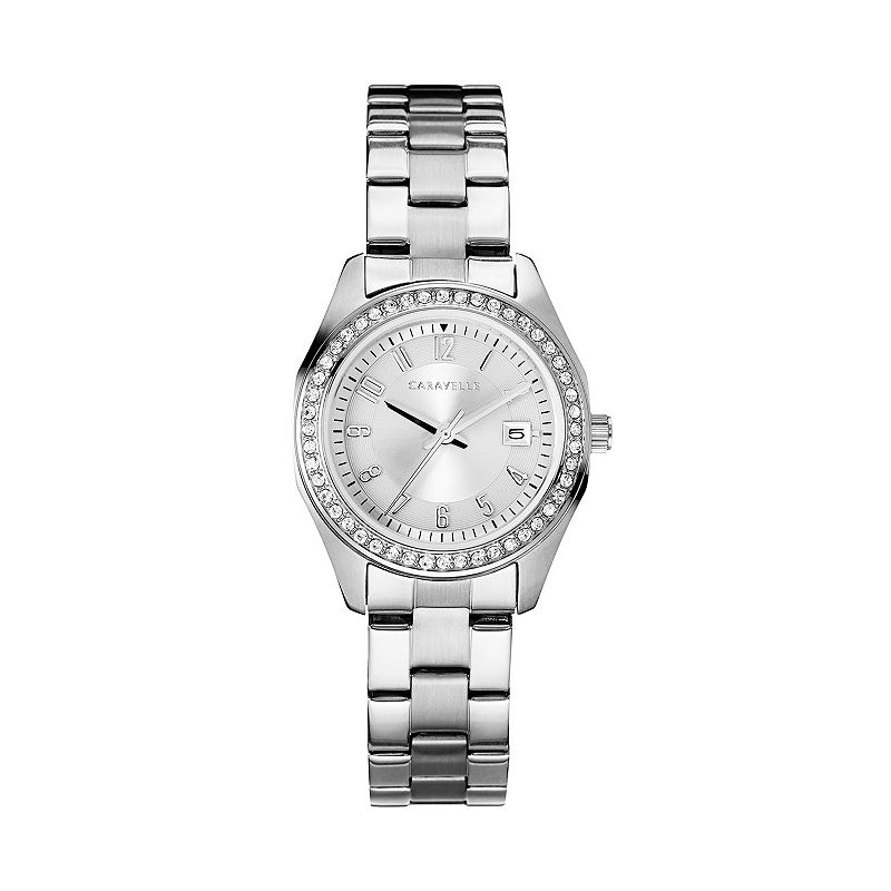 Caravelle Womens Crystal Stainless Steel Watch - 43M120, Size: Small, Grey