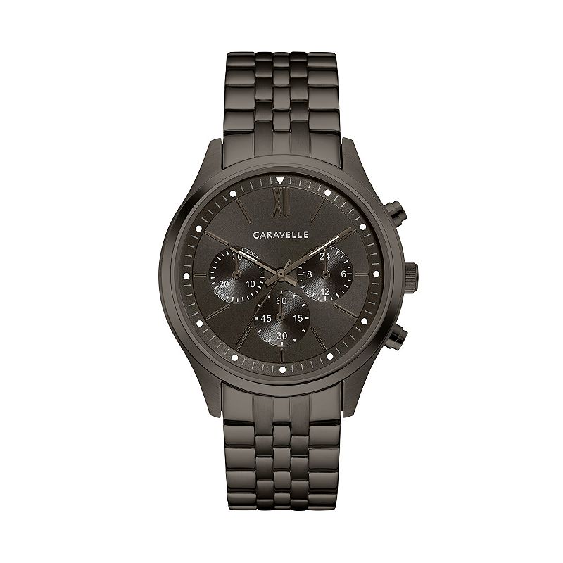 Caravelle by Bulova Men's Gunmetal Ion-Plated Stainless Steel Chronograph Watch - 45A141, Size: Large, Gray