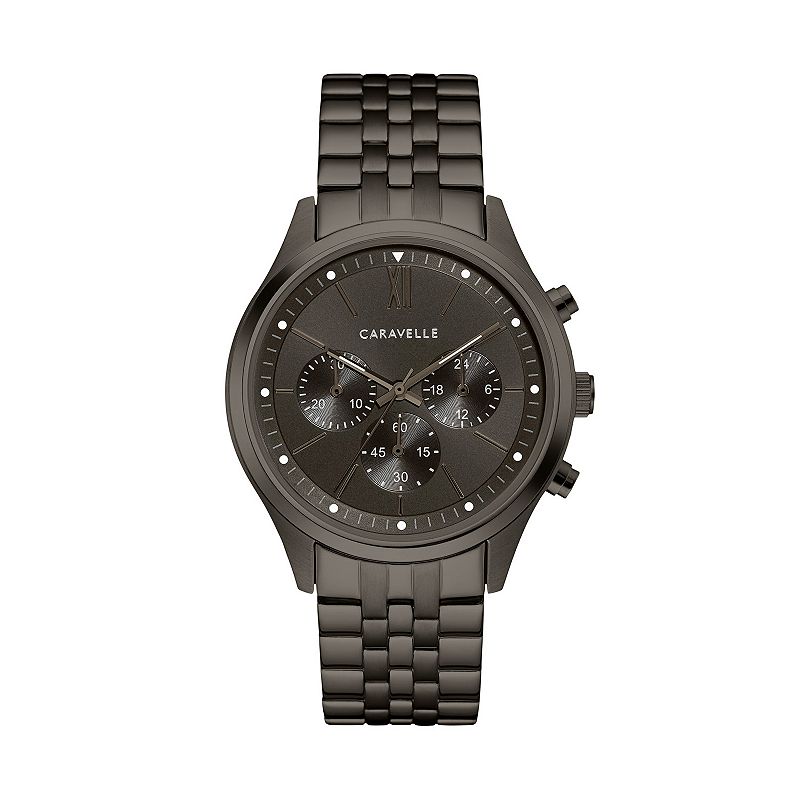 Caravelle Mens Gunmetal Ion-Plated Stainless Steel Chronograph Watch - 45A