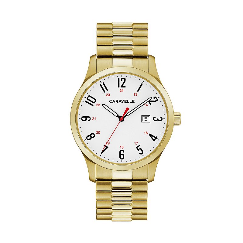 Caravelle by Bulova Men's Easy Reader Stainless Steel Expansion Watch - 44B117, Size: Large, Gold Tone