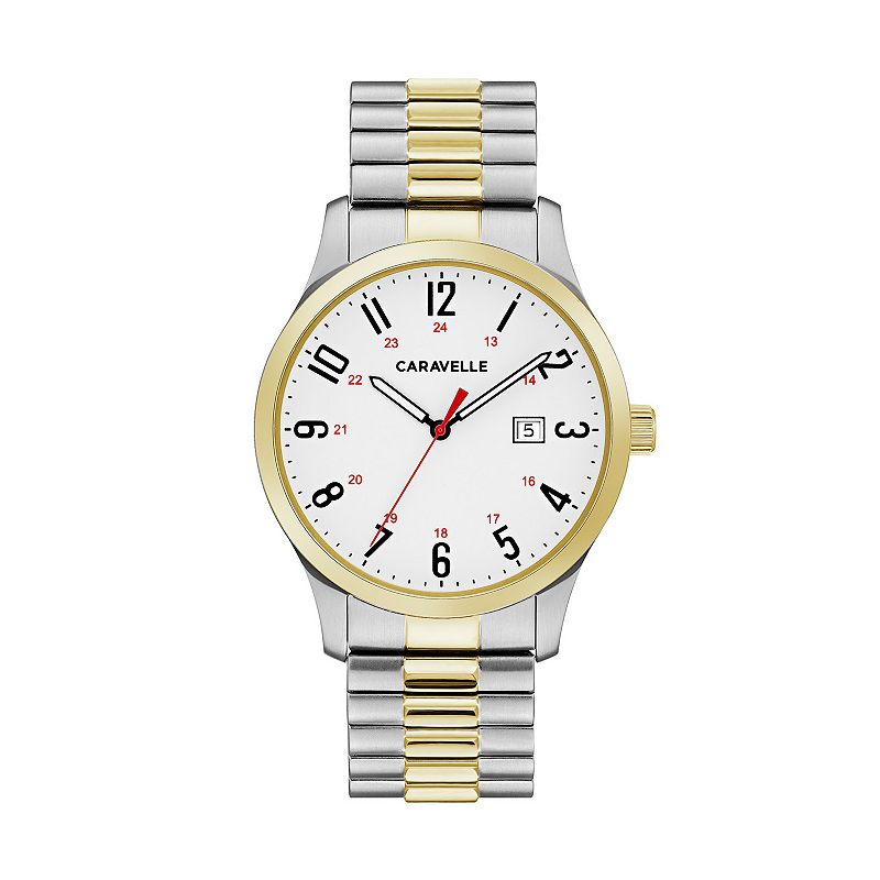 Caravelle by Bulova Men's Easy Reader Two Tone Stainless Steel Expansion Watch - 45B147, Size: Large