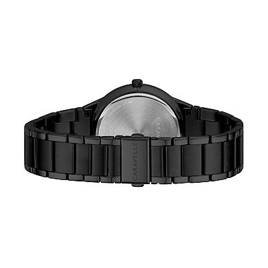 Caravelle Men's Diamond Black Ion-Plated Stainless Steel Watch - 45D108