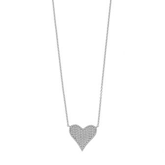 Argento Bella Sterling Silver Cubic Zirconia Pave Heart Pendant Necklace