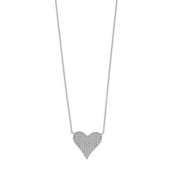 Argento Bella Sterling Silver Cubic Zirconia Pave Heart Pendant Necklace