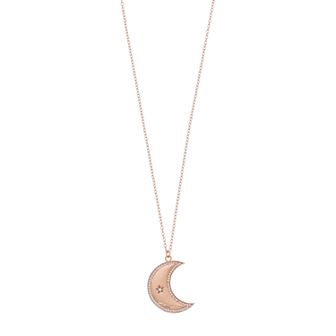 Argento Bella 14k Rose Gold Over Silver Cubic Zirconia Crescent Moon Pendant Necklace