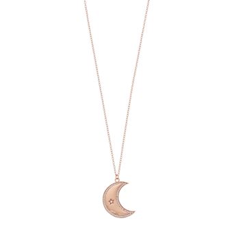 Argento Bella 14k Rose Gold Over Silver Cubic Zirconia Crescent Moon Pendant Necklace