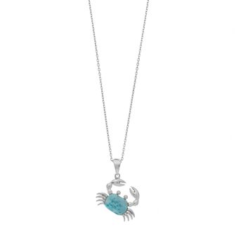 Nautica Rocks Sterling Silver Larimar Crab Pendant Necklace