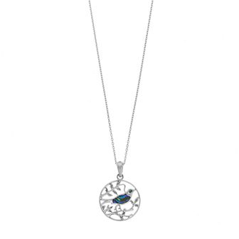 Sterling Silver Abalone Bird Pendant Necklace