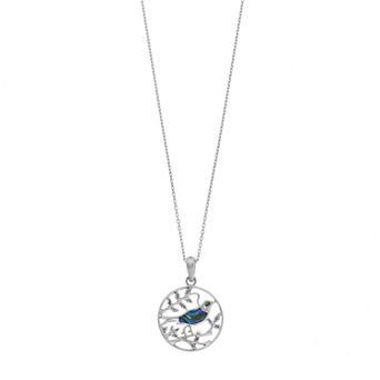 Nautica Rocks Sterling Silver Abalone Bird Pendant Necklace