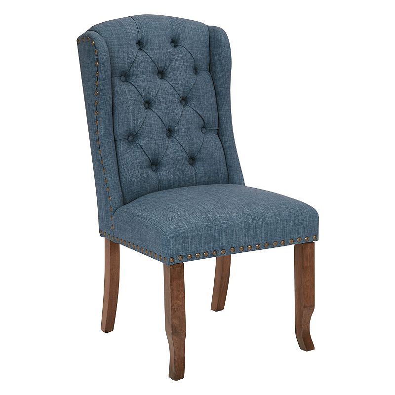 OSP Home Furnishings Jessica Tufted Winged Dining Chair, Blue