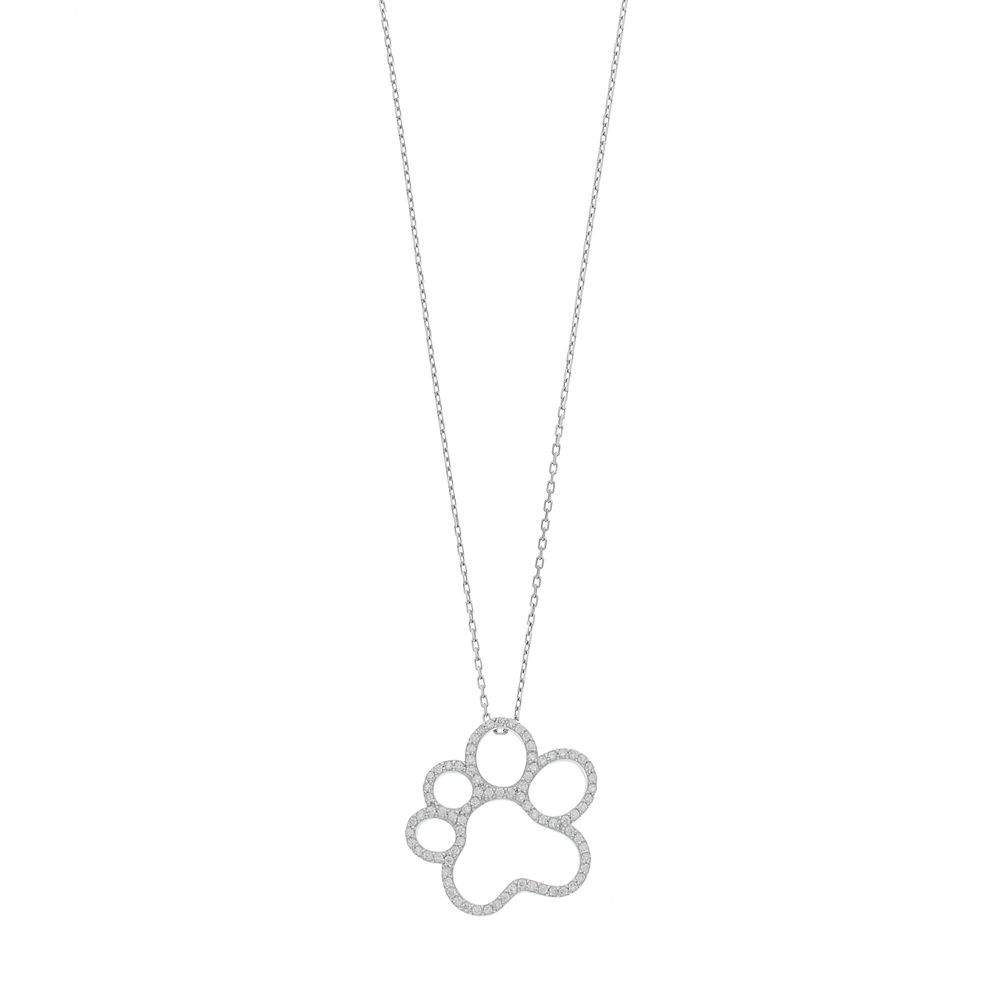 S925 Sterling Silver Dog Paw Choker Necklace With Beads - 15+3 Inch Chain, Hypoallergenic Gift