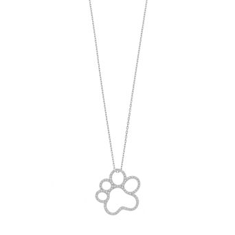 Argento Bella Sterling Silver Paw Print Pendant Necklace