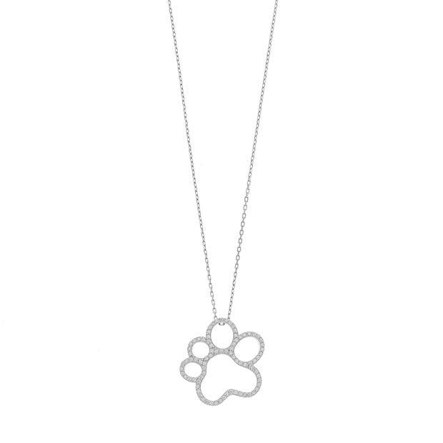 Silver on sale paw necklace