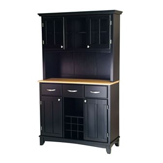 homestyles Large Hutch Buffet - Natural Wood Top