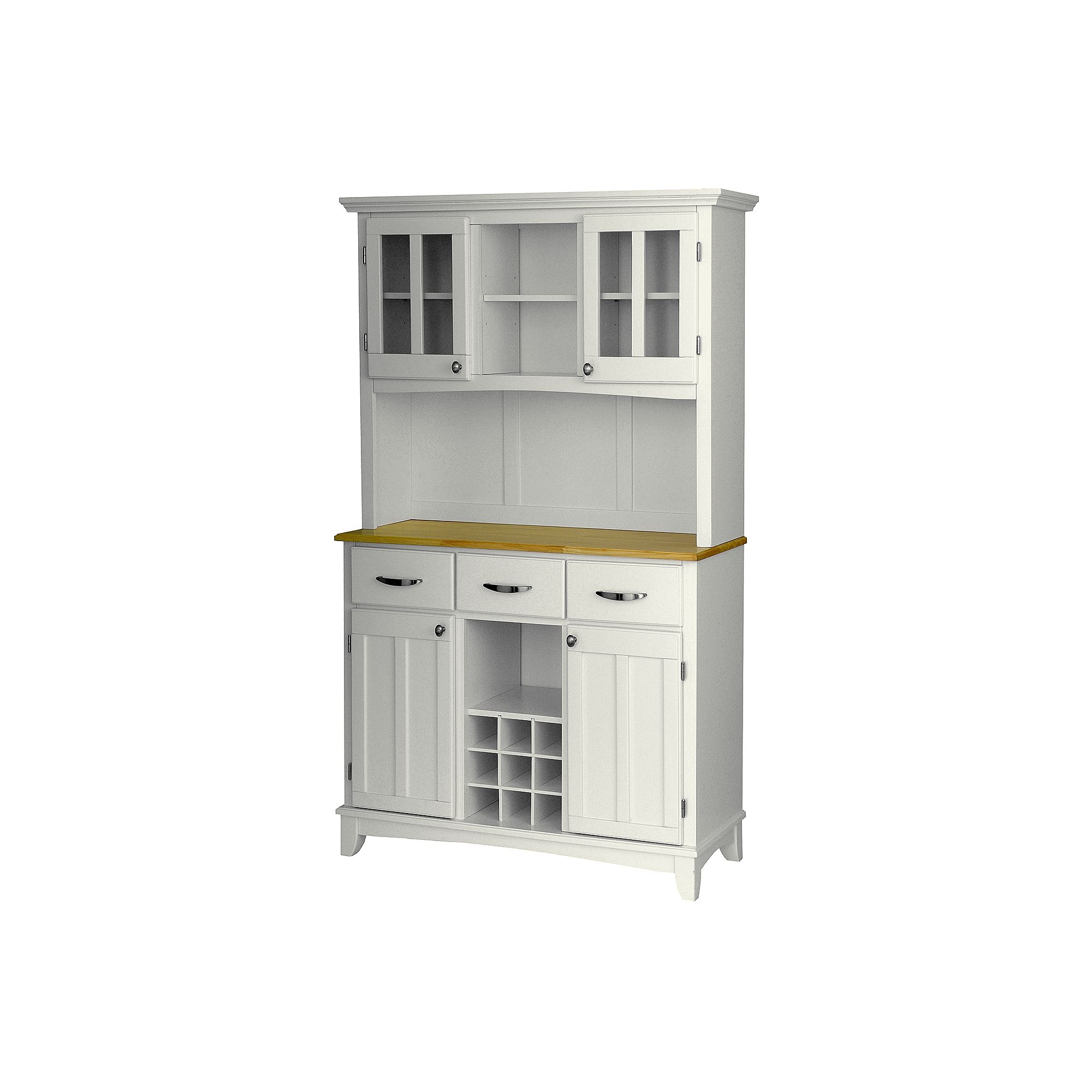 Large Hutch Buffet - Natural Wood Top, White