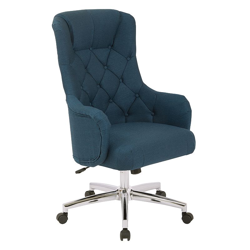 OSP Home Furnishings Ariel Tufted Upholstered Desk Chair, Blue