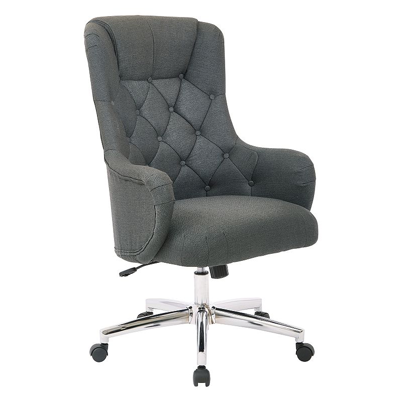 OSP Home Furnishings Ariel Tufted Upholstered Desk Chair, Grey