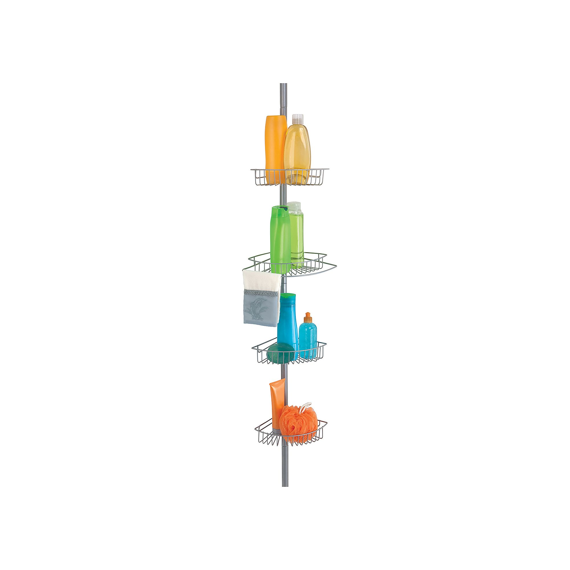 Bath Bliss 4-Tier Tension Pole Corner Shower Caddy, Gray