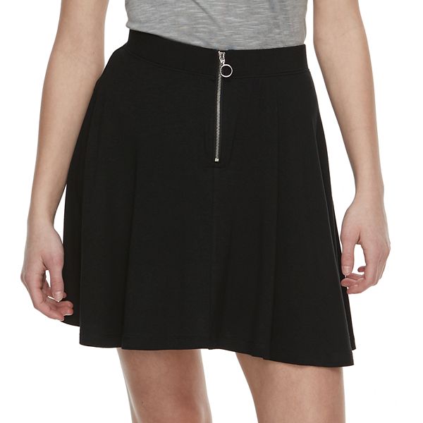 ZIPPER SKATER SKIRT BLACK