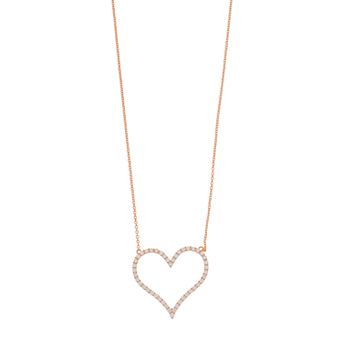 Argento Bella Cubic Zirconia Heart Pendant Necklace