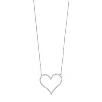 Argento Bella Cubic Zirconia Heart Pendant Necklace