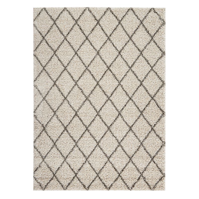 Nourison Brisbane Elusive Lattice Shag Rug, Lt Beige, 8X10 Ft