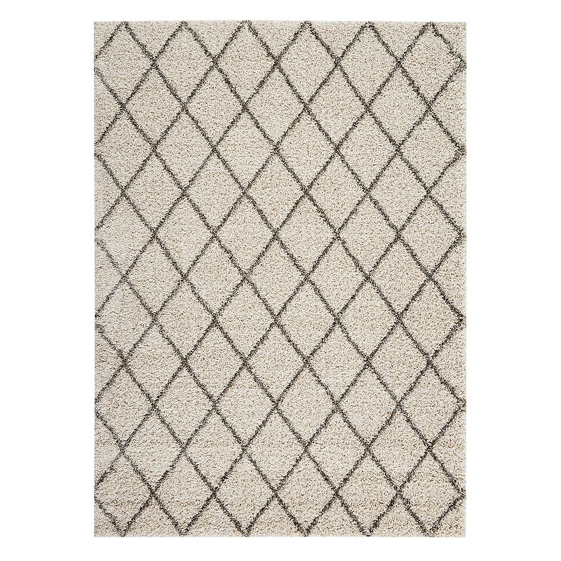 Nourison Brisbane Elusive Lattice Shag Rug, Lt Beige, 8X10 Ft