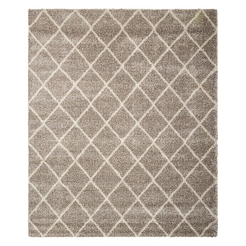 Nourison Brisbane Elusive Lattice Shag Rug, Beig/Green, 8X10 Ft