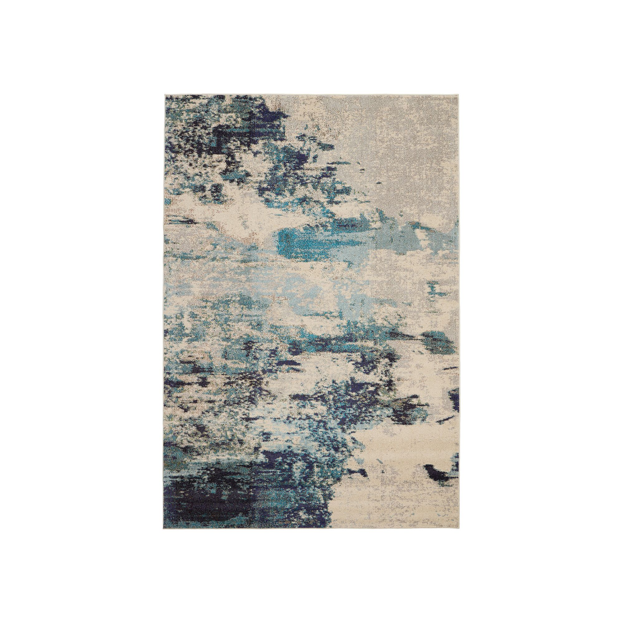 Nourison Celestial Modern Abstract Rug, Ivory Teal Blue