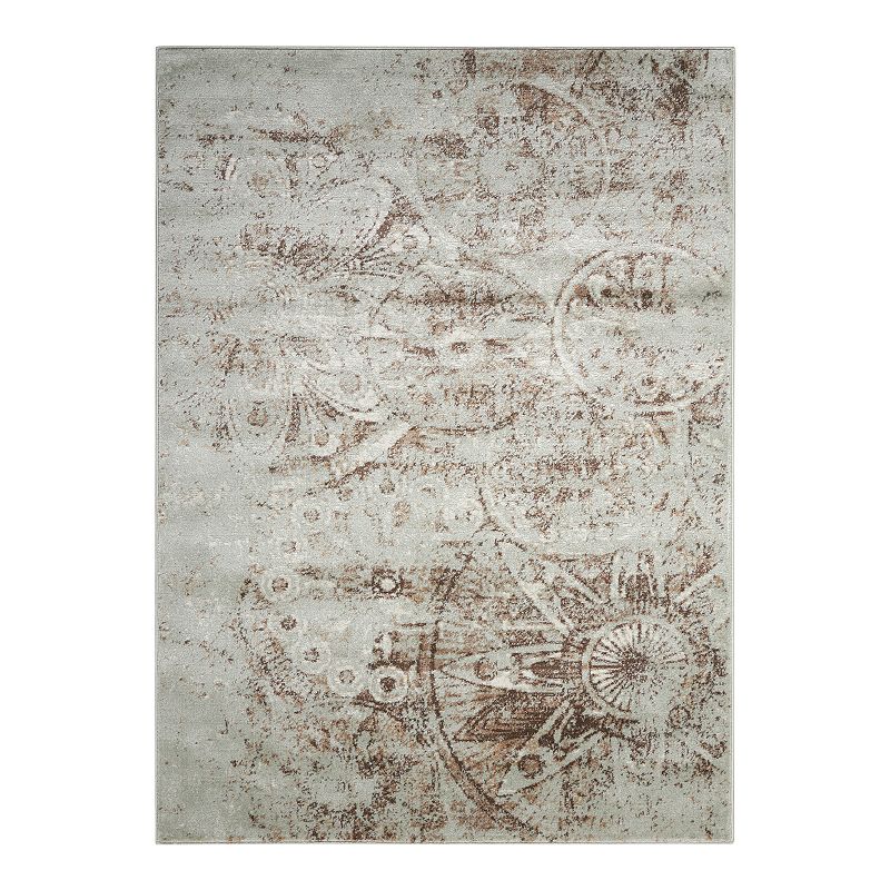 Nourison Euphoria Vintage Medallion Rug, Med Grey, 6.5X9.5 Ft