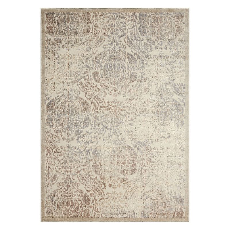 Nourison Graphic Illusions Mosaic Rug, White, 5Ft Rnd