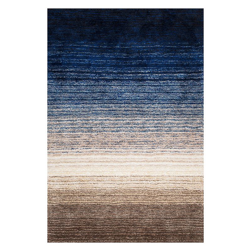 nuLOOM Classic Ombre Striped Shag Rug, Blue, 8X10 Ft